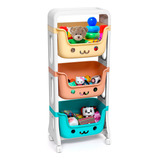 Carrinho Organizador De Brinquedos Três Prateleira Colorido