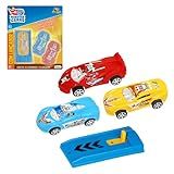 Carrinhos De Corrida Brinquedo Kit 3 Peças Com Lançador Disparador Miniatura Resistente Infantil Brincadeira Nostálgica Cores Sortidas