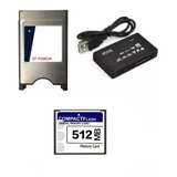Cartão Cf Compact 512mb Adaptador Cf X Pcmcia + Leitor Usb