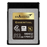 Cartão Cfexpress Type B 512 Gb Exascend Pcie 3.0 8k Raw