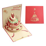 Cartão De Aniversário 3d Presente Bolo Amizade Amor Luxo