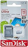 Cartão De Memória 16gb Com Adaptador, Sandisk Micro Sd, Preto