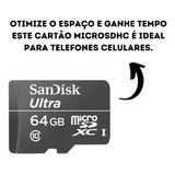 Cartão De Memória Micro Sd 64gb Sandisk Ultra 80mbs Class 10