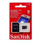 Cartão De Memória Sandisk Micro Sd Sdhc 16gb + Adaptador Sd
