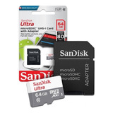 Cartão De Memória Sandisk Ultra Com Adaptador Sd 64gb Modelo Sdsquns 064g