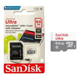 Cartão De Memória Sandisk Ultra Microsd Ultra Com Adaptador Sd 64gb