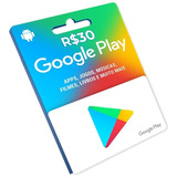 Cartão Gift Card Google Play 30r 