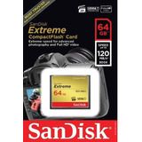 Cartão Memória 64gb Compact Flash Sandisk Cf Extreme 120mb/s