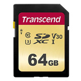 Cartão Memória Sdxc 64gb Transcend Cl10 U3 95mb/s 4 K