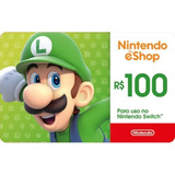 Cartão Nintendo Eshop Brasil R 100 Reais Gift Card Digital