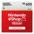 Cartão Nintendo Eshop Gift Card Switch Br R$ 600 Reais