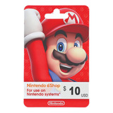 Cartão Nintendo Eshop Switch Card Usa  10 Dólares Americano