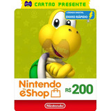 Cartão Nintendo Switch 3ds Wii U Eshop Brasil R 200 Reais