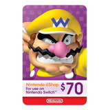 Cartão Nintendo Switch Eshop Usa    70 Dolares   Ecash