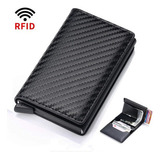 Carteira De Couro Masculina Anti roubo Pop up Automática Rfid Cor Preto Desenho Do Tecido Pu