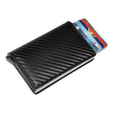 Carteira Futuro Rfid Slim Porta Cartões Antifurto Cor Preto Desenho Do Tecido Fibra De Carbono