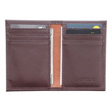 Carteira Masculina Porta Cartões Duo Slim Couro Legítimo Cor Café