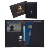 Carteira Passaporte Couro Preto