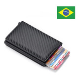 Carteira Pop Up Em Couro Anti Furto Carbon Black Preta