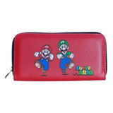 Carteira Super Mario E Luigi 18 X 10 Com Divisórias Vermelha