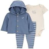 Carter's Conjunto De 3 Peças De Jaqueta Para Bebês Meninos (urso Polar), Azul/branco, 6 Meses