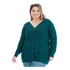 Casaco Blsa Moda Tricôt Plus Size Botões Trança Decote -022