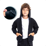 Casaco De Frio Com Zíper Infantil Aberto Com Capuz E Bolso!