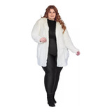 Casaco Feminino Plus Size Capuz E Bolsos Pelinho Inverno