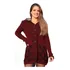 Casaco Feminino Tricot De Frio Gola Pelúcia Cardigan