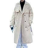 Casaco Primavera Outono Roupas Longas Sobretudo Trench Coat Masculino Roupas, Caqui, Xx-large