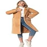 Casaco Sobretudo Feminino Lã Batida Alongado Comprido Longo Inverno Preto Bordo Off White Bege (br, Alfa, M, Regular, Regular, Caramelo)