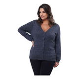 Casaco Tricot Botoes Feminino
