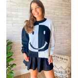 Casaquinho Farm Smiley Preto