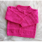 Casaquinho Tricot Bebe Com Botoes E Corações Menina Delicado
