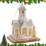 Casas De Aldeia De Natal Led,edifícios Colecionáveis De Natal De - Estética Retrô Rústica Vívida Elegante Iluminada Natal Neve Vila Casas Decoração Para Casa Mantel Mesa Exibição