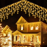 Cascata 400 Leds 10m Fio Branco Luz Quente Conector M/f