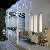 Cascata De 200 Led Branco Com Fio Branco De 5M Com 220v Fora Que Seus LEDs Permite 8 Funções De Iluminação Ideal Para Decoração De Natal Casamentos E Demais Eventos 3521 