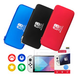 Case Capa Nintendo Switch Oled Estojo C Película 4 Grips