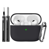Case Silicone Preto caneta Limpeza Compatível C AirPods Pro