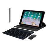 Case + Teclado Sem Fio Abnt2 + Mouse Para iPad 5 / iPad 6