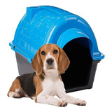 Casinha Iglu De Plástico Para Cães Furacão Pet Média N  4 Cor Azul