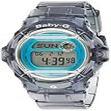 Casio Baby-g Bg169r-8b Protetor Facial Iônico De Metal Cinza Azul Relógio Digital