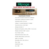 Catálogo / Folder: Tape Deck Alpage Al-110 # Novo Okm.
