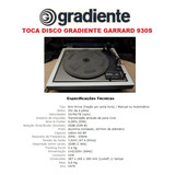 Catálogo / Folder: Toca Disco Gradiente Garrard 930s # Novo