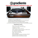 Catálogo / Folder: Toca Disco Gradiente Garrard Zero-100#nov