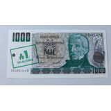 Cédula Da Argentina 1 Austral Carimbada Sobre 1000 Pesos