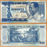 Cedula Da Guine Bissau 500 Pesos 1990 - Flor De Estampa