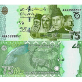 Cedula Paquistao 75 Rupees