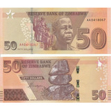 Cédula Zimbabwe 50 Dollars Flor De Estampa
