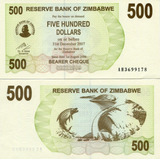 Cedula Zimbabwe 500 Dolares